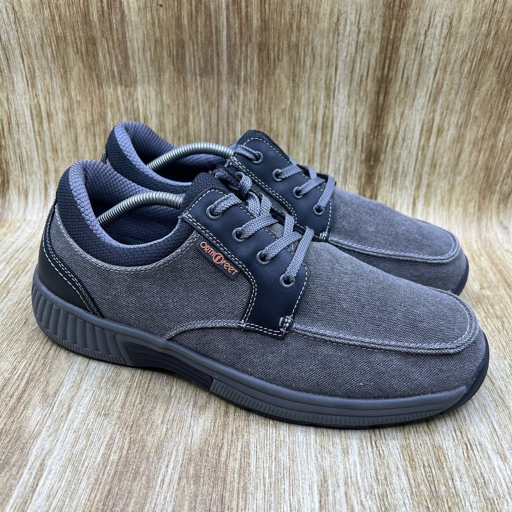 Orthofeet Porto‎ Men's Size 11.5 D Grey Canvas Lace Up Comfort Walking Shoes 425
